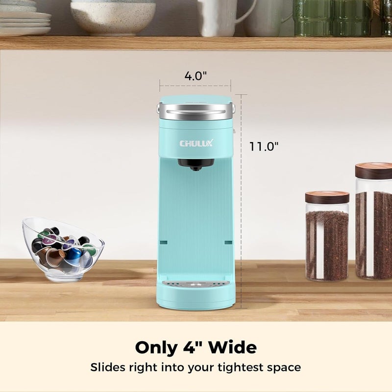 CHULUX Slim Single Serve Coffee Maker, Lightweight K-pod Coffee Machine for Travel & Home, Cyan - Image 2